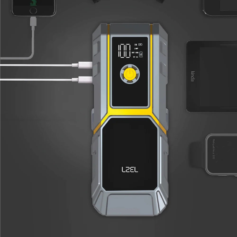 Lzel EnergizeIgnite Car Jump Starter Led Flashlight Air Compressor 