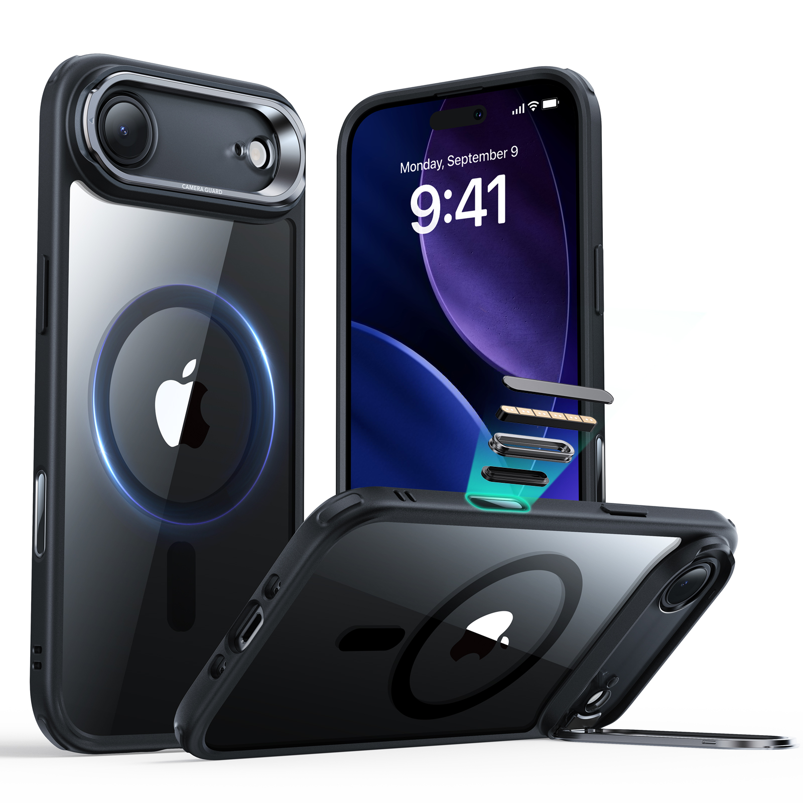 ESR iPhone 17 Air HaloLock Classic Hybrid Case with Stash Stand (Camera Control Button) Case