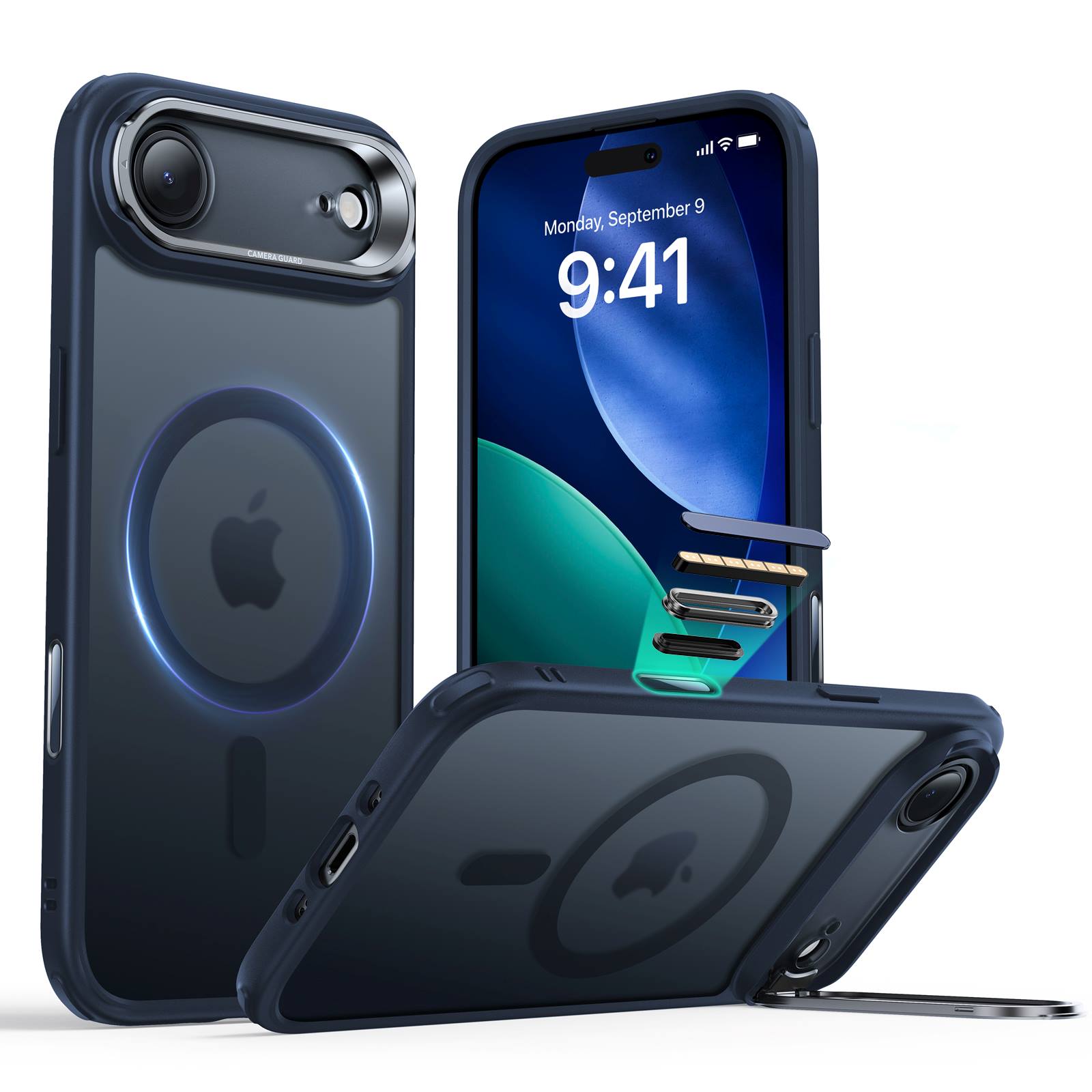ESR iPhone 17 Air HaloLock Classic Hybrid Case with Stash Stand (Camera Control Button) Case