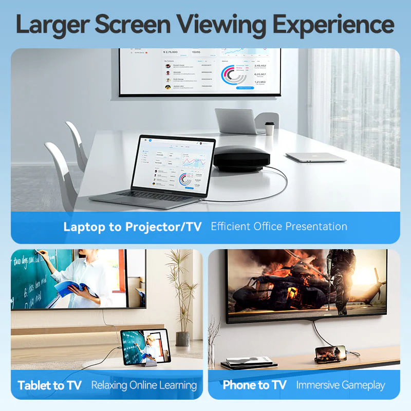 Vention Cotton Braided USB-C to HDMI-A 4K HD Cable 1.8M Aluminum Alloy Type