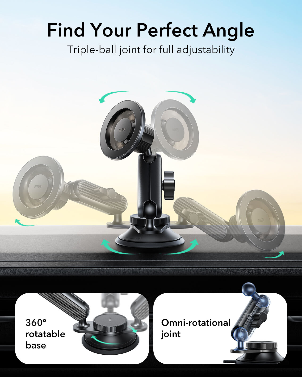 ESR OmniLock Magnetic Car Mount (Suction Cup)