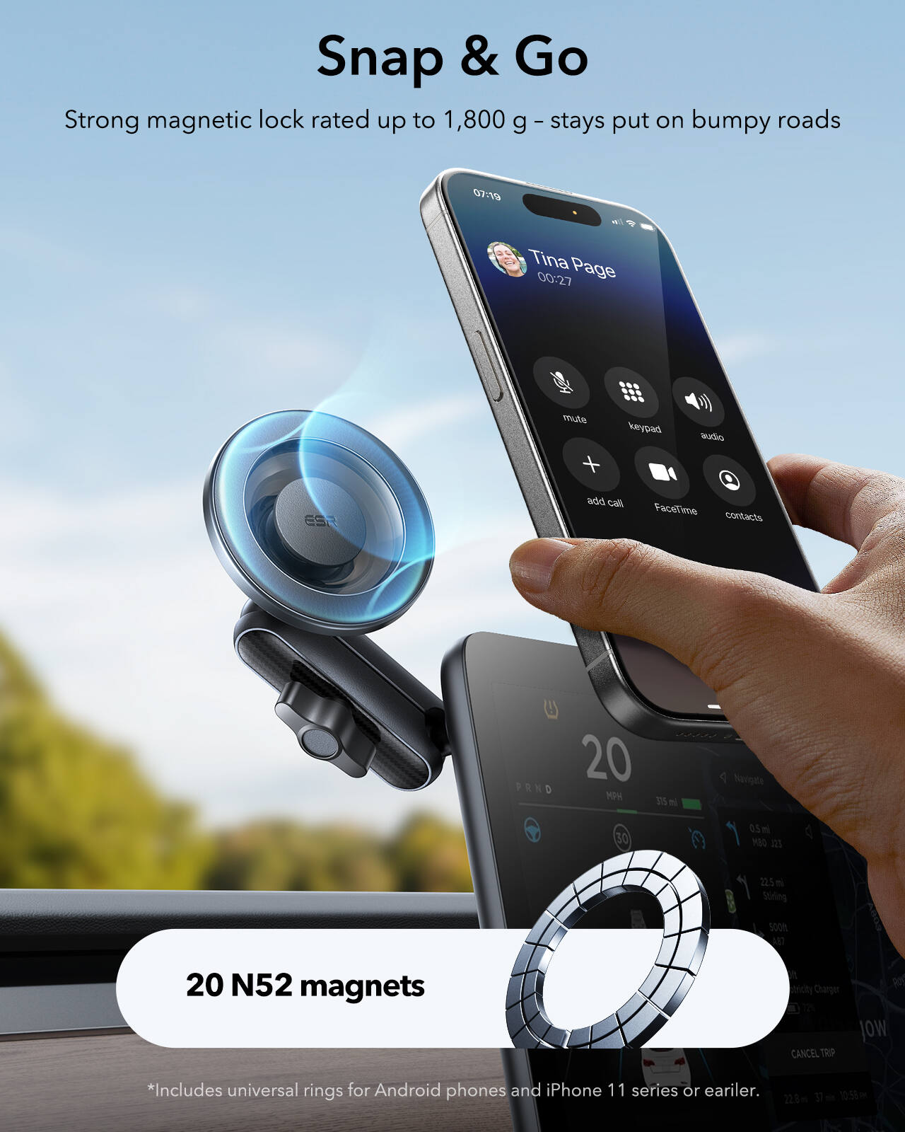 ESR OmniLock Magnetic Car Mount (Suction Cup)