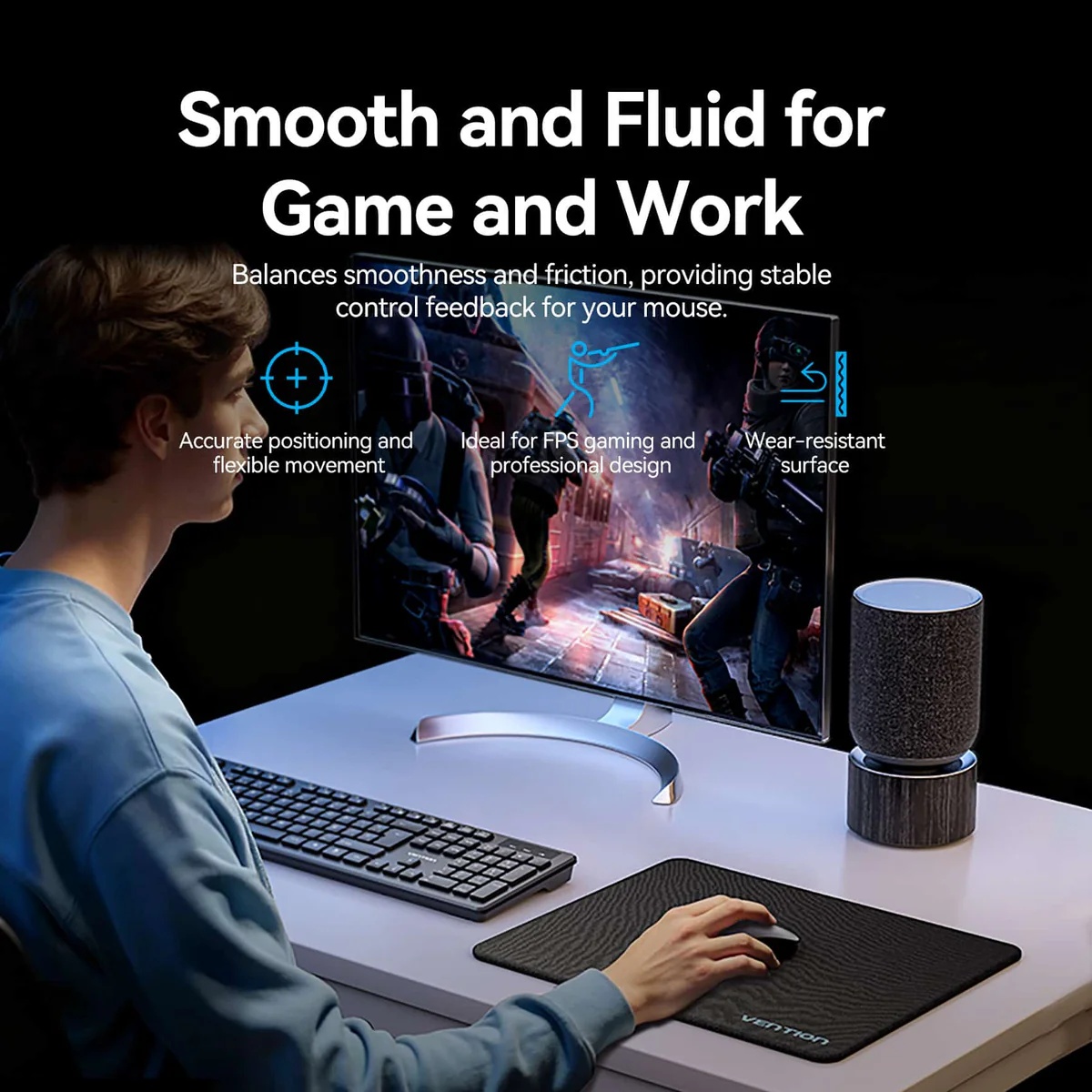 Vention FPS Gaming Mouse Pad Smooth Surface Type  320mm * 280mm * 4mm