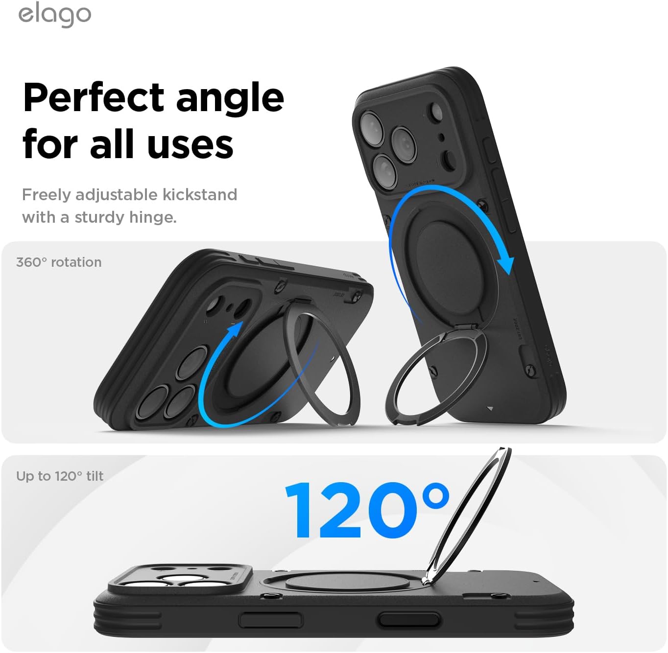 Elago iPhone 17 Pro Magnetic Armor Ring Stand Case (Capture Key Included & Full Camera Cover)