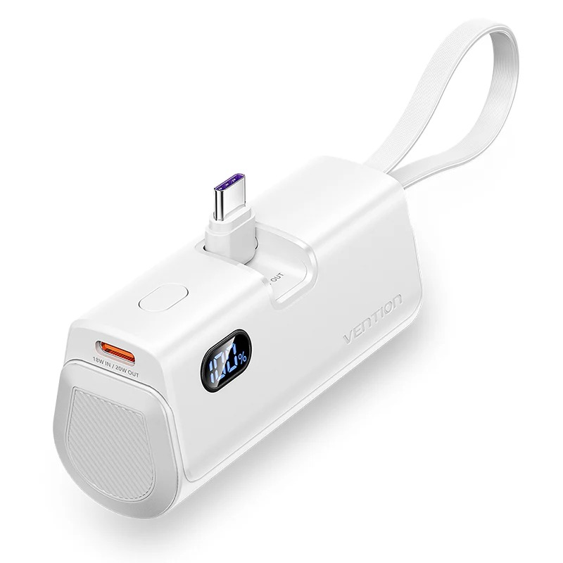 Vention Power Bank LED Display 4800mAh (USB-C + Lightning + USB-C) 22.5W Foldable USB-C Type