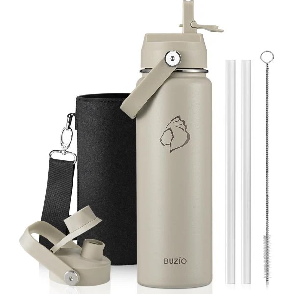 Buzio Duet Series Water Bottle with 2 Lids and Sleeve 700ML
