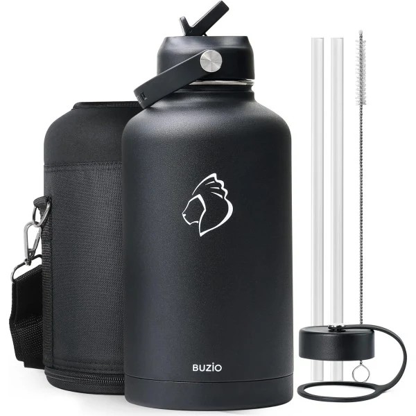 Buzio Duet Series Water Bottle with 2 Lids and Sleeve 1.9L