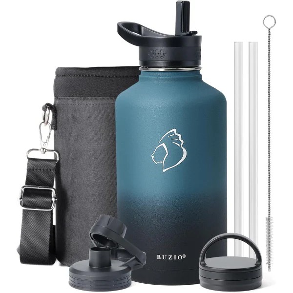 Buzio Trio Series Water Bottle with 3 Lids and Sleev 1.9L