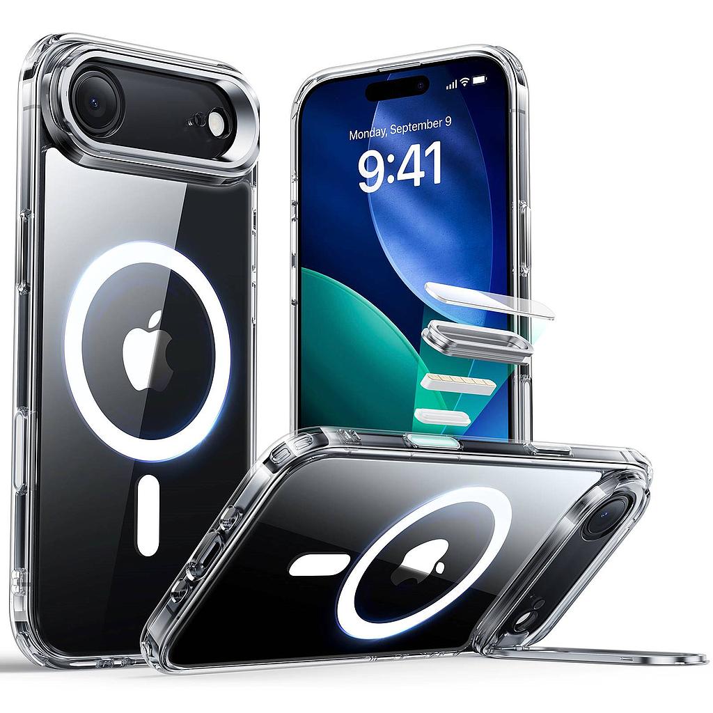 [1A866001] ESR iPhone 17 Air HaloLock Classic Hybrid Case with Stash Stand (Camera Control Button) Case (Clear)