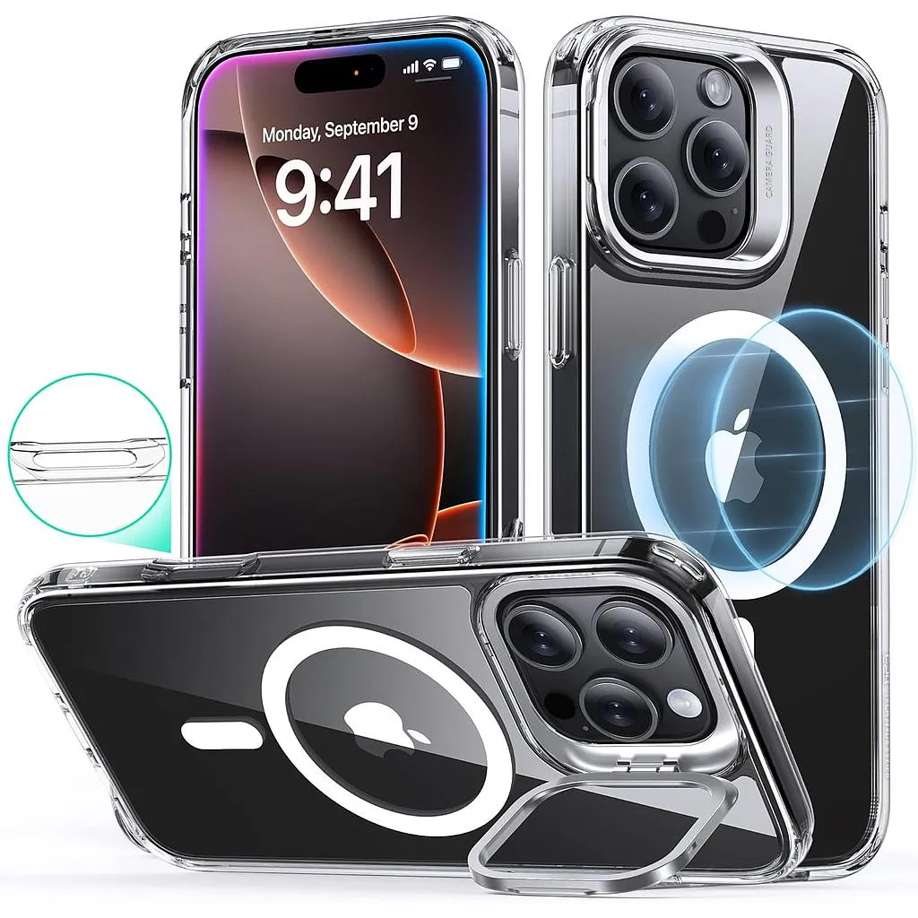 [1A7500102] ESR iPhone 16 Pro Max Classic Hybrid (HaloLock) with Stash Stand Case (Clear)