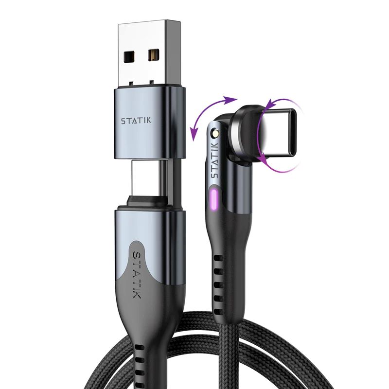 [PUP-0455-3FT-CC] Statik PowerPivot Pro 100w Nylon Braided C-C Cable 90cm (Black)