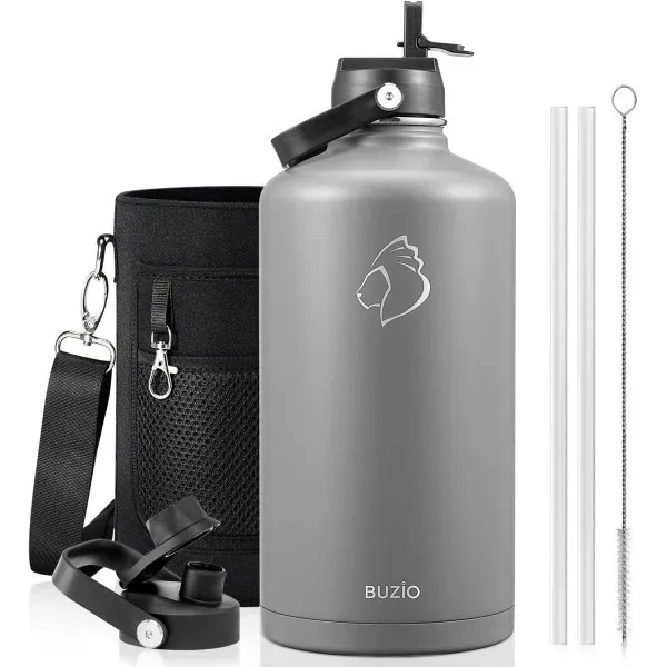 [X004ONFIW5] Buzio Duet Series Gallon Bottle with 2 Lids and Sleeve 3.8L (Gradient Green)