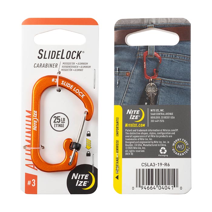 [CSLA3-19-R6] NiteIze SlideLock® Carabiner Aluminum #3 - Orange