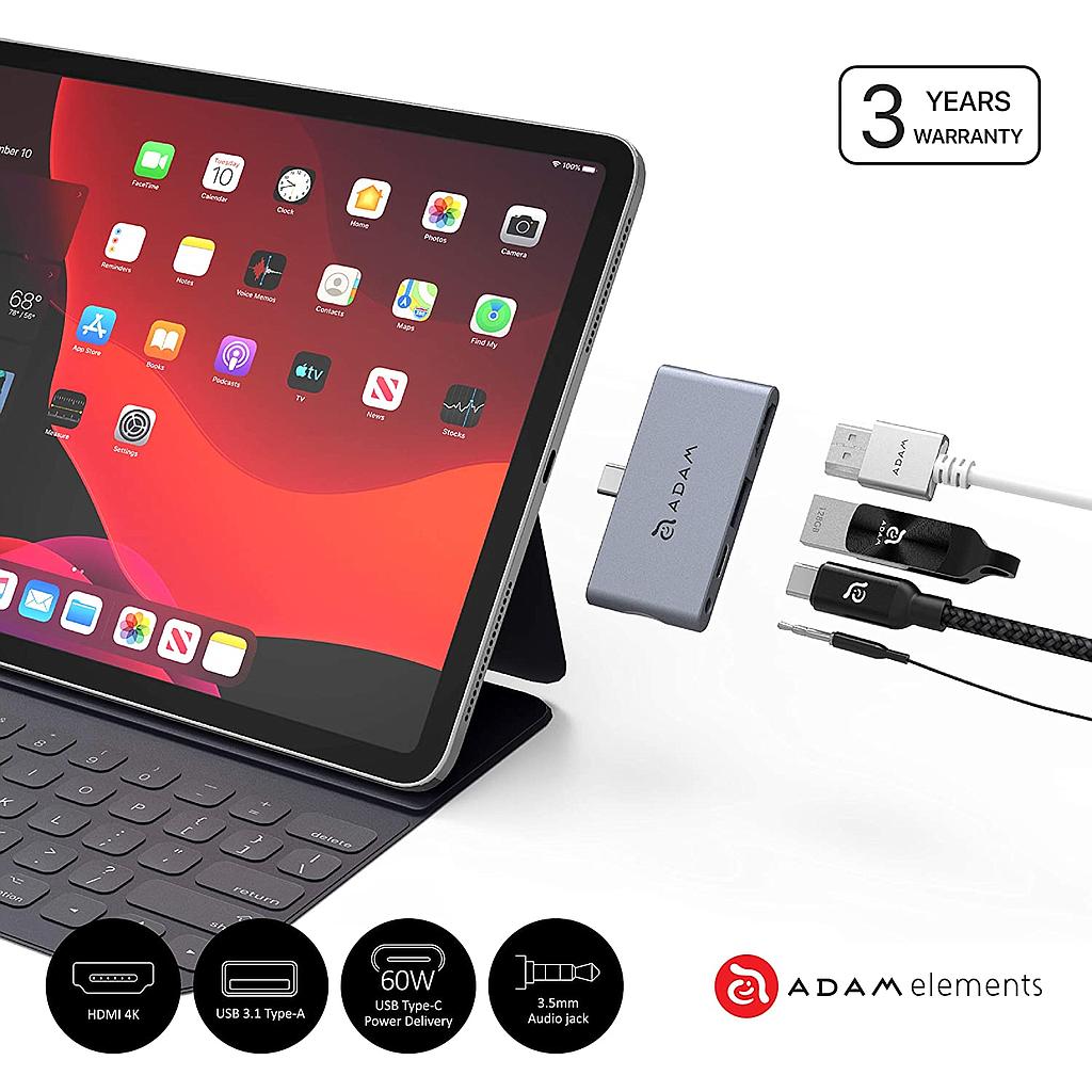 [AAPADHUBI4GY] Adam Elements CASA HUB i4 USB-C 3.1 4 port Hub for iPad Pro