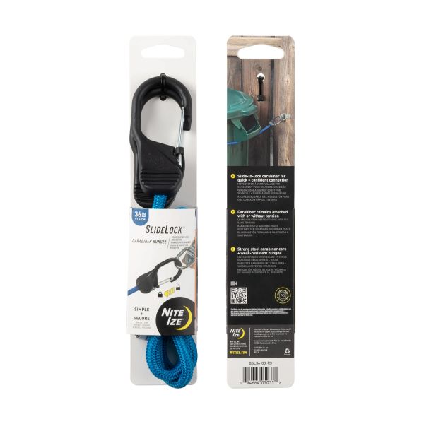 [BSL36-03-R3] Niteize SlideLock® Carabiner Bungee - 36 in. - Blue