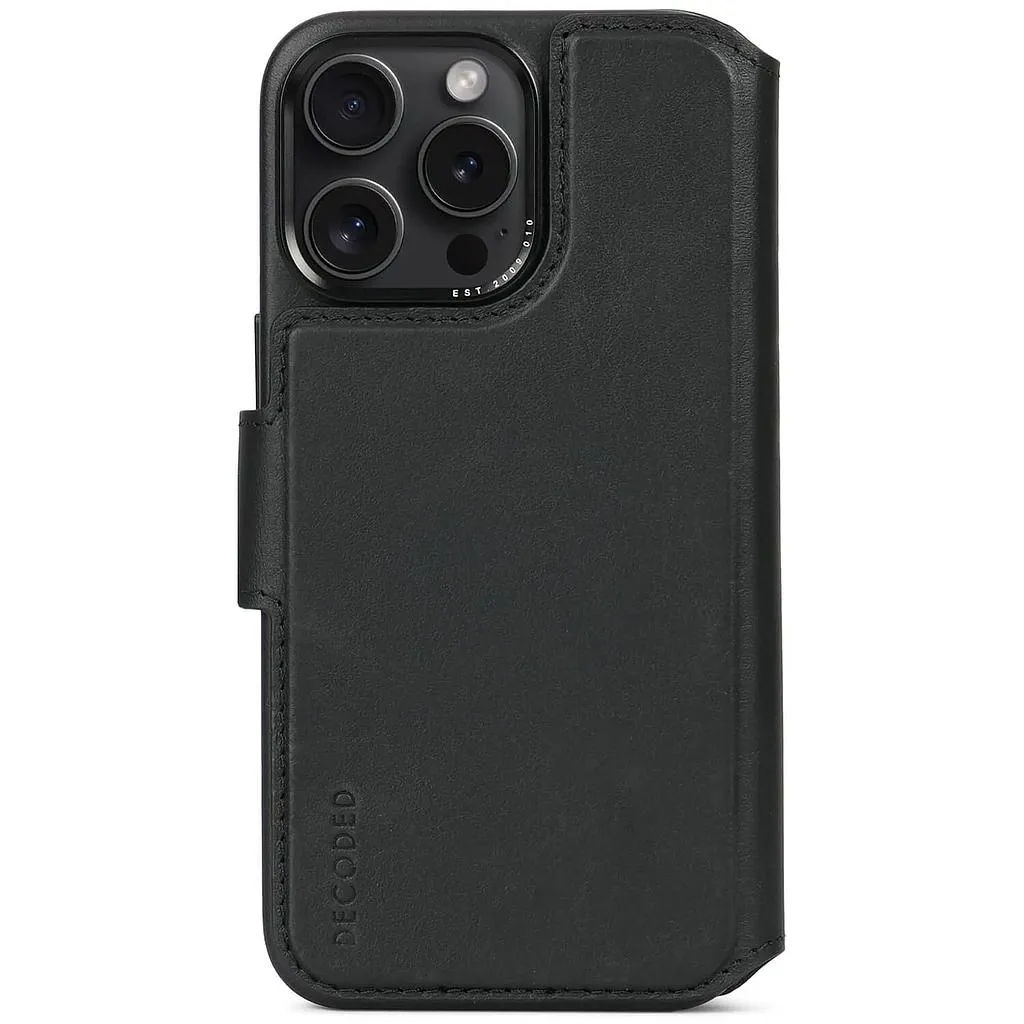 [D24IPO15PMDW5BK] Decoded iPhone 15 Pro Max Leather Detachable Wallet Magsafe Case (black)
