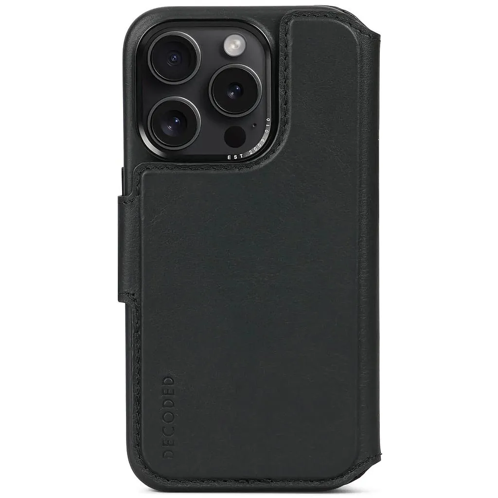 [D24IPO15PDW5BK] Decoded iPhone 15 Pro Leather Detachable Wallet Magsafe Case (black)