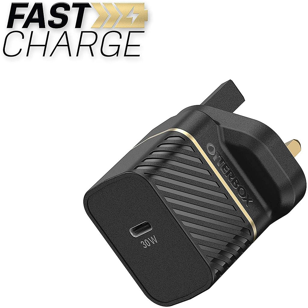 [78-80486] OtterBox UK Wall Charger 30W GaN - 1X USB-C 30W USB-PD (Black)
