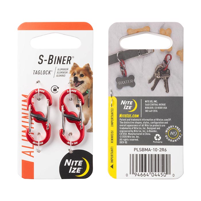 [PLSBMA-10-2R6] NiteIze S-Biner TagLock Aluminum 2 Pack (Red)