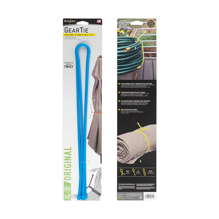 [GT32-2PK-38] NiteIze Gear Tie® Reusable Rubber Twist Tie™ 32 in. - 2 Pack (Bright Blue)