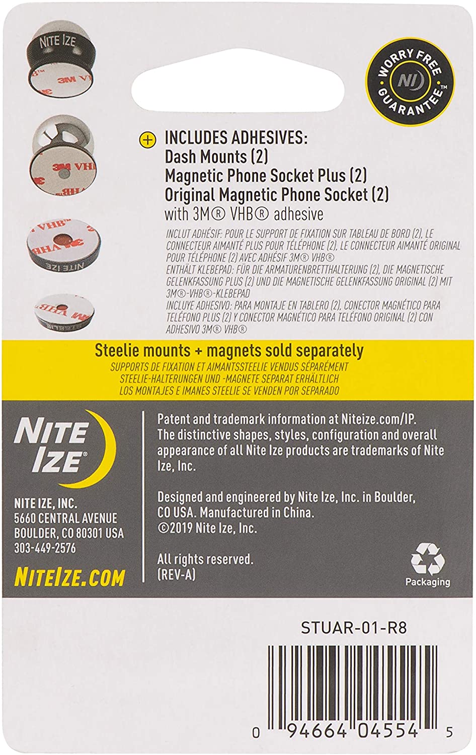 Steelie® Universal Adhesive Replacement Kit for Dash Mount + Phone Socket