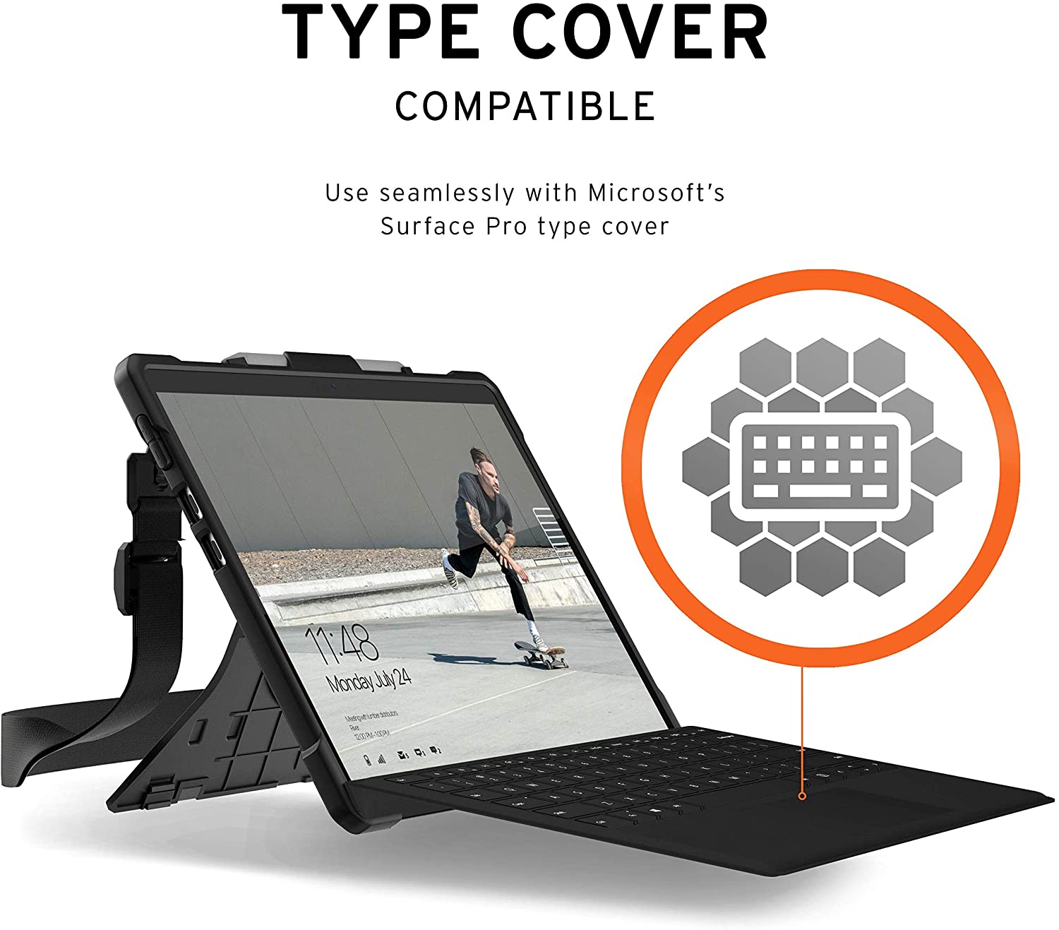 UAG Microsoft Surface Pro X Plasma Case With Handstrap & Shoulder Strap 