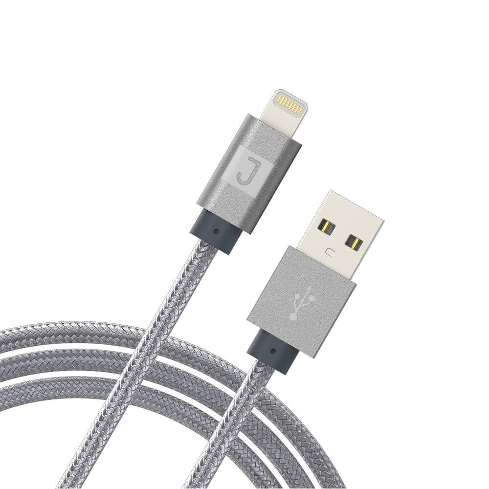 Juku Charge & Sync Lightning  XL Cable - 3 Meter, Braided, 2.4A, Space Grey Metallic