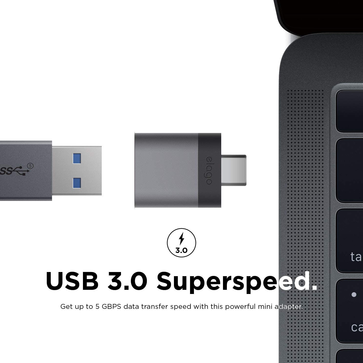 Elago Mini Aluminum USB-C Adapter - Space Gray