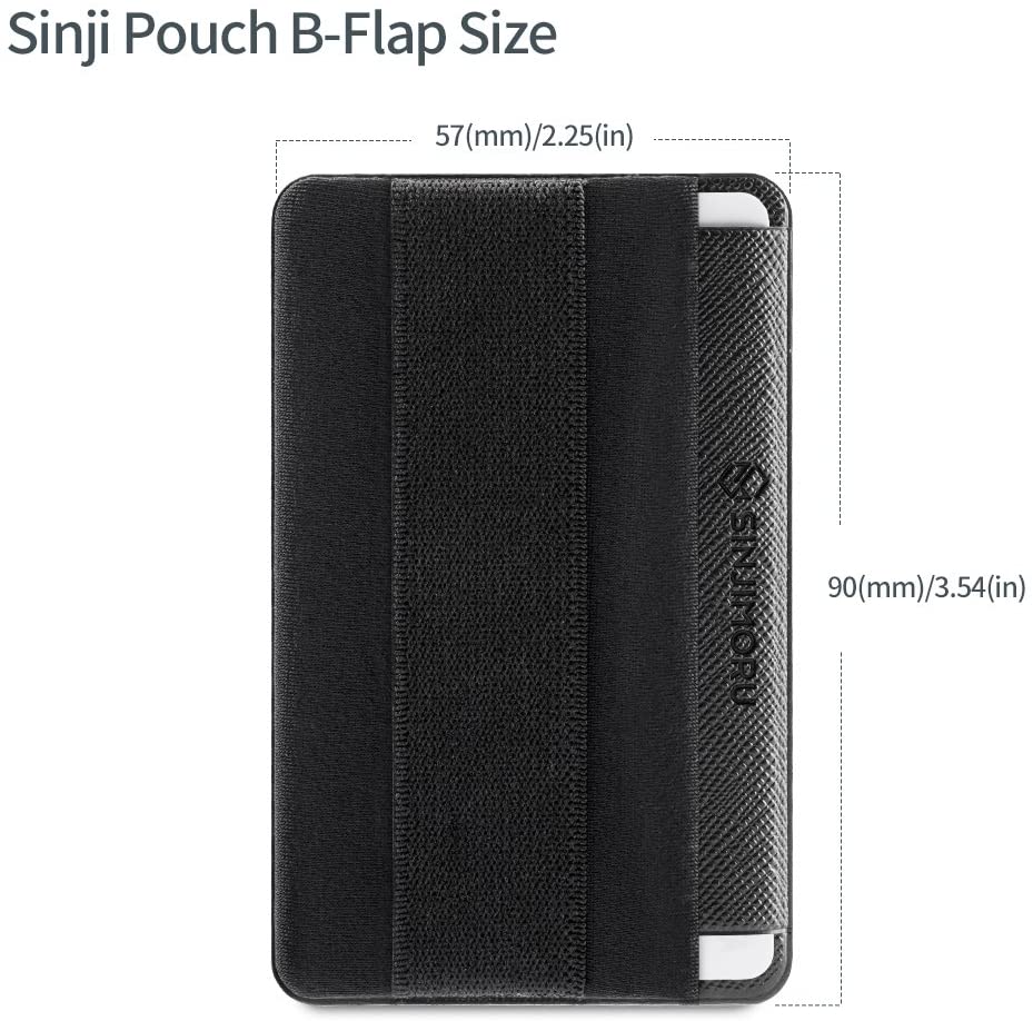 Sinjimoru Phone Grip Credit Card Holder with Flap Sinji Pouch B-Flap - Black