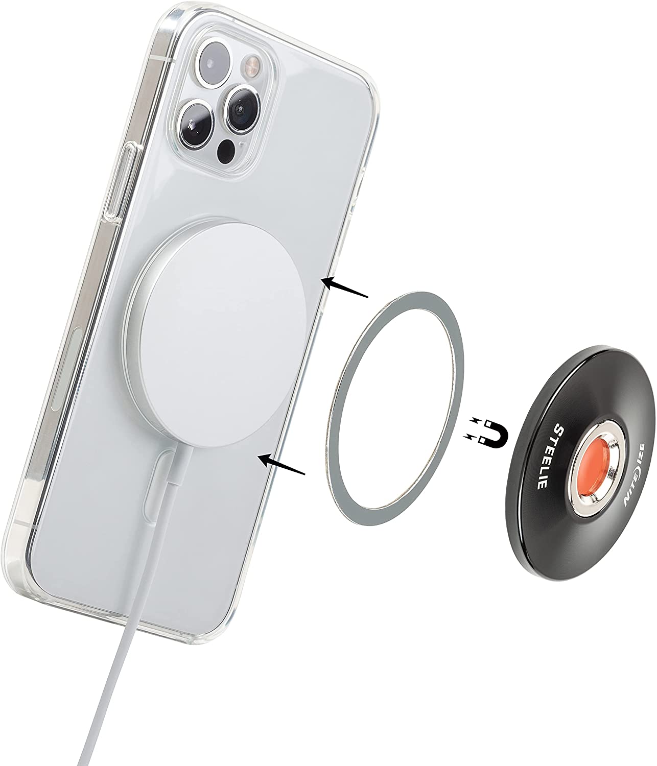 NiteIze Steelie® Orbiter® Plus Magnetic Socket + Metal Ring component for Magsafe