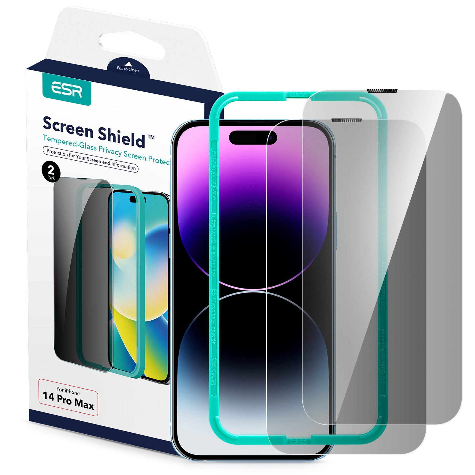 ESR iPhone 14 Pro Max Screen Shield edge to edge Privacy Tempered Glass 2Pack