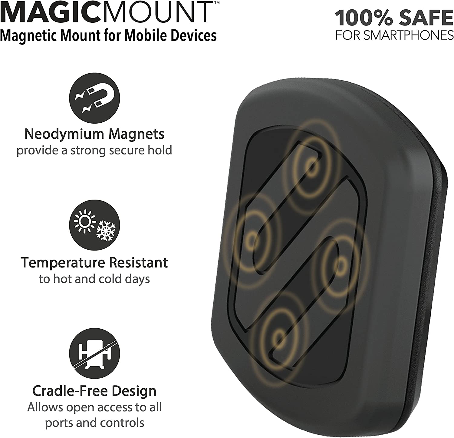Scosche Handlebar Bike Phone Mount with Integrated MagicMount, Protective Safety Bands and Adjustable Clamp for Mobile Devices - Black
