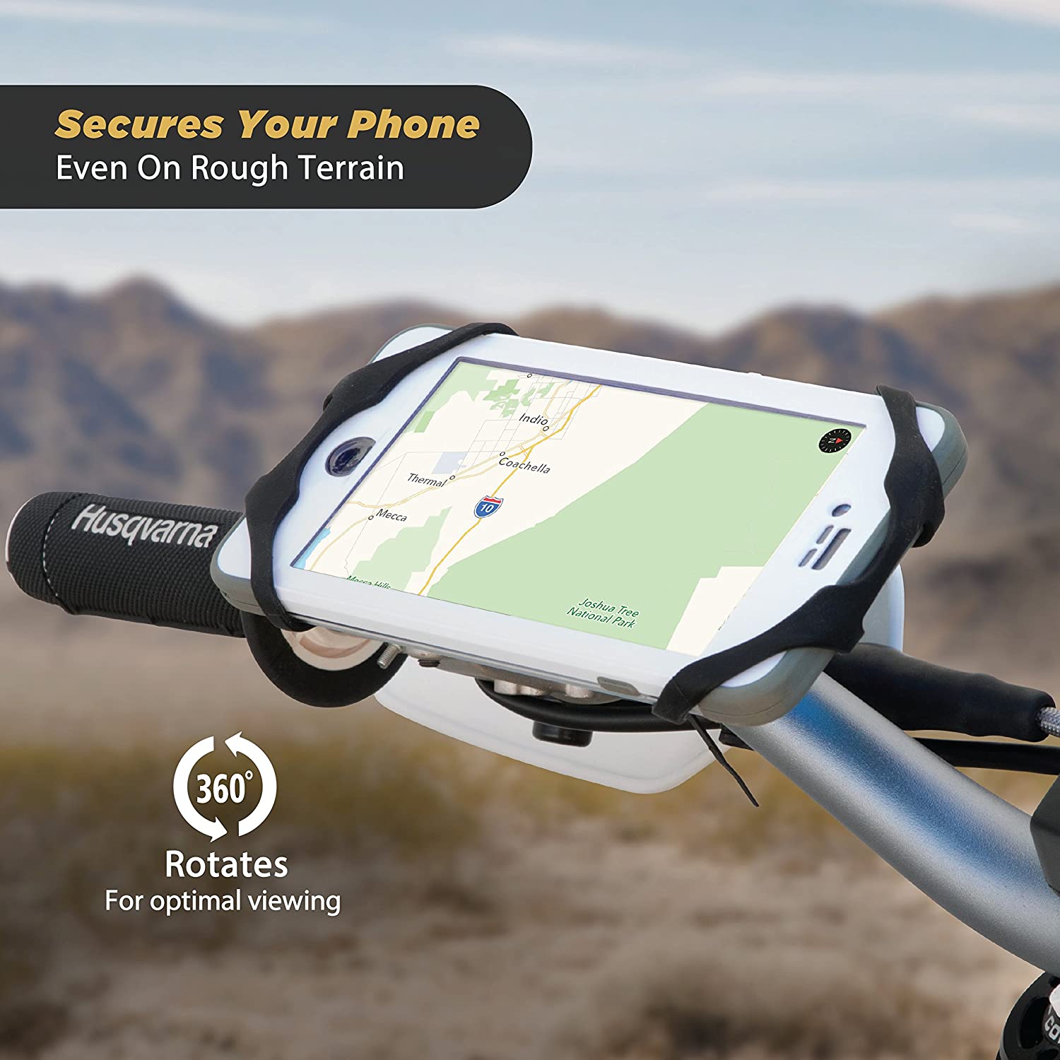 Scosche Handlebar Bike Phone Mount with Integrated MagicMount, Protective Safety Bands and Adjustable Clamp for Mobile Devices - Black