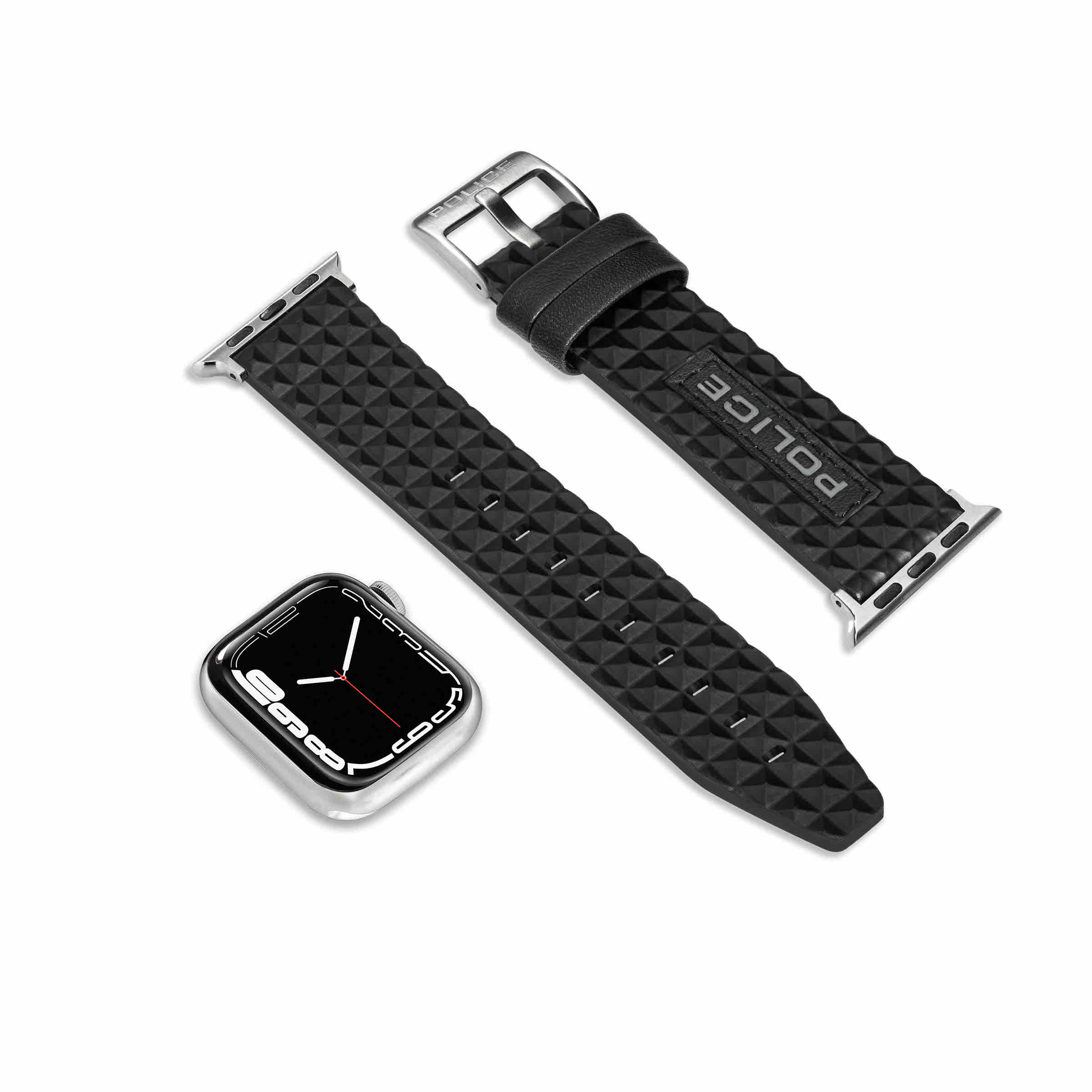 Police Apple Watch 38/40/41mm, Smart Watch 20mm Pyramid Leather SS Strap