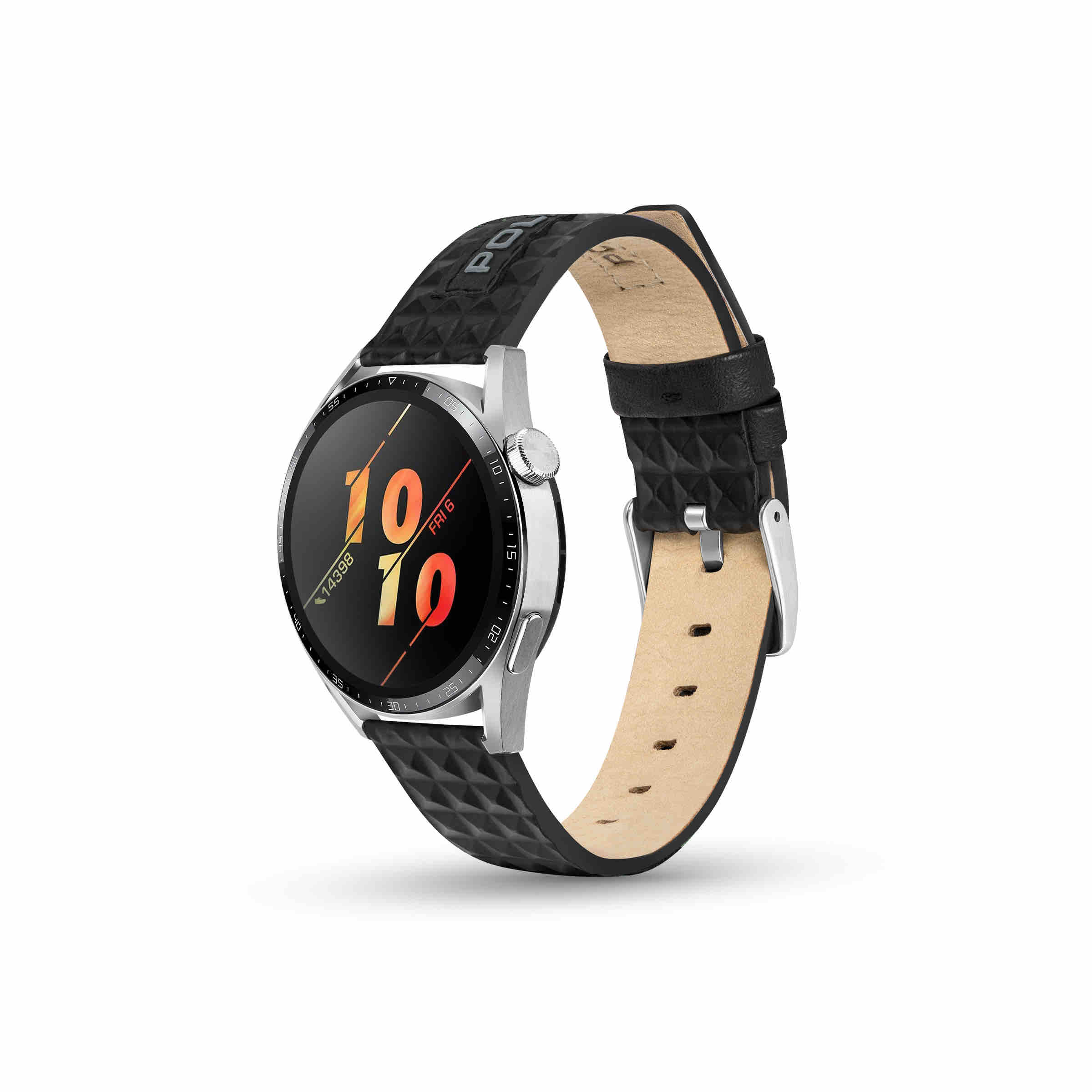 Police Apple Watch 38/40/41mm, Smart Watch 20mm Pyramid Leather SS Strap
