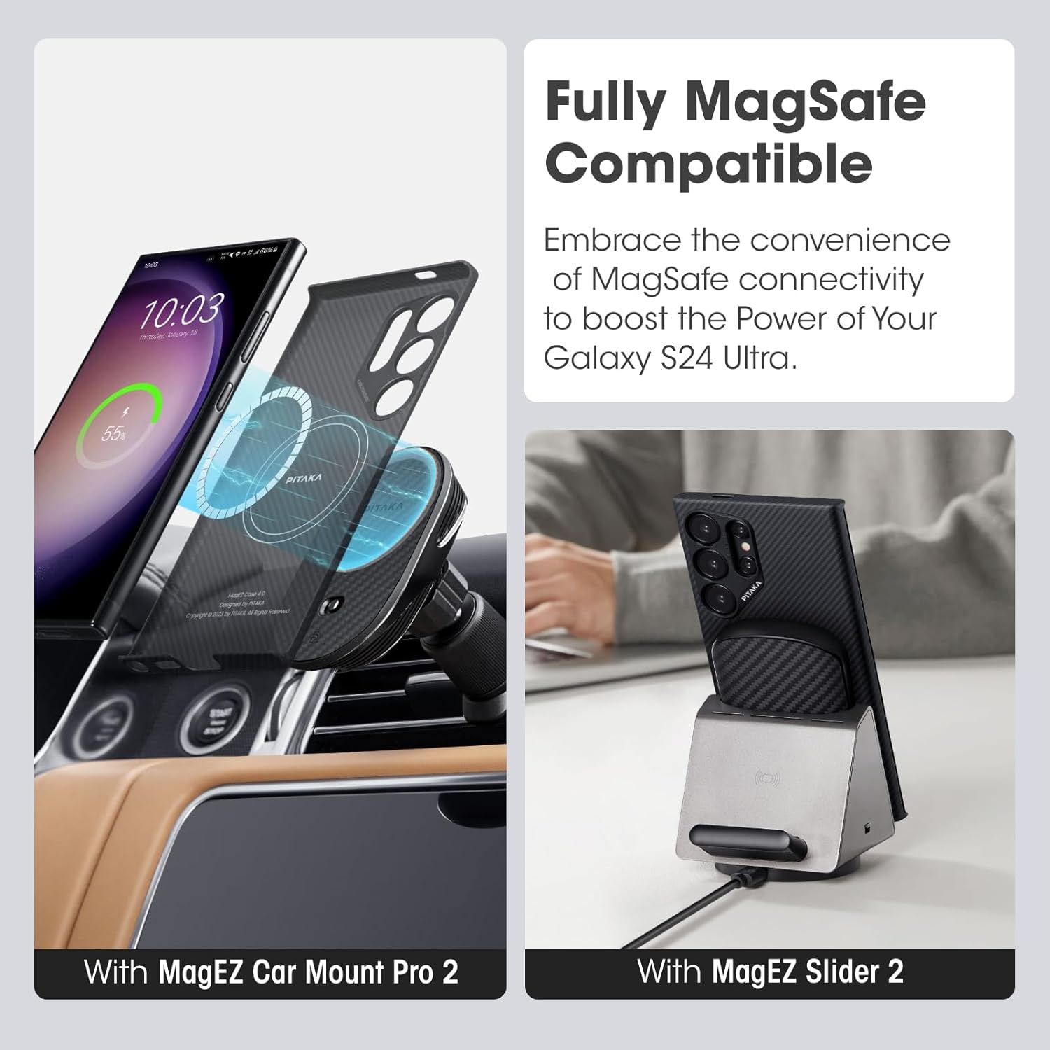 Pitaka MagEZ Case  for Samsung Galaxy S24 Ultra (Black/Grey Twill)