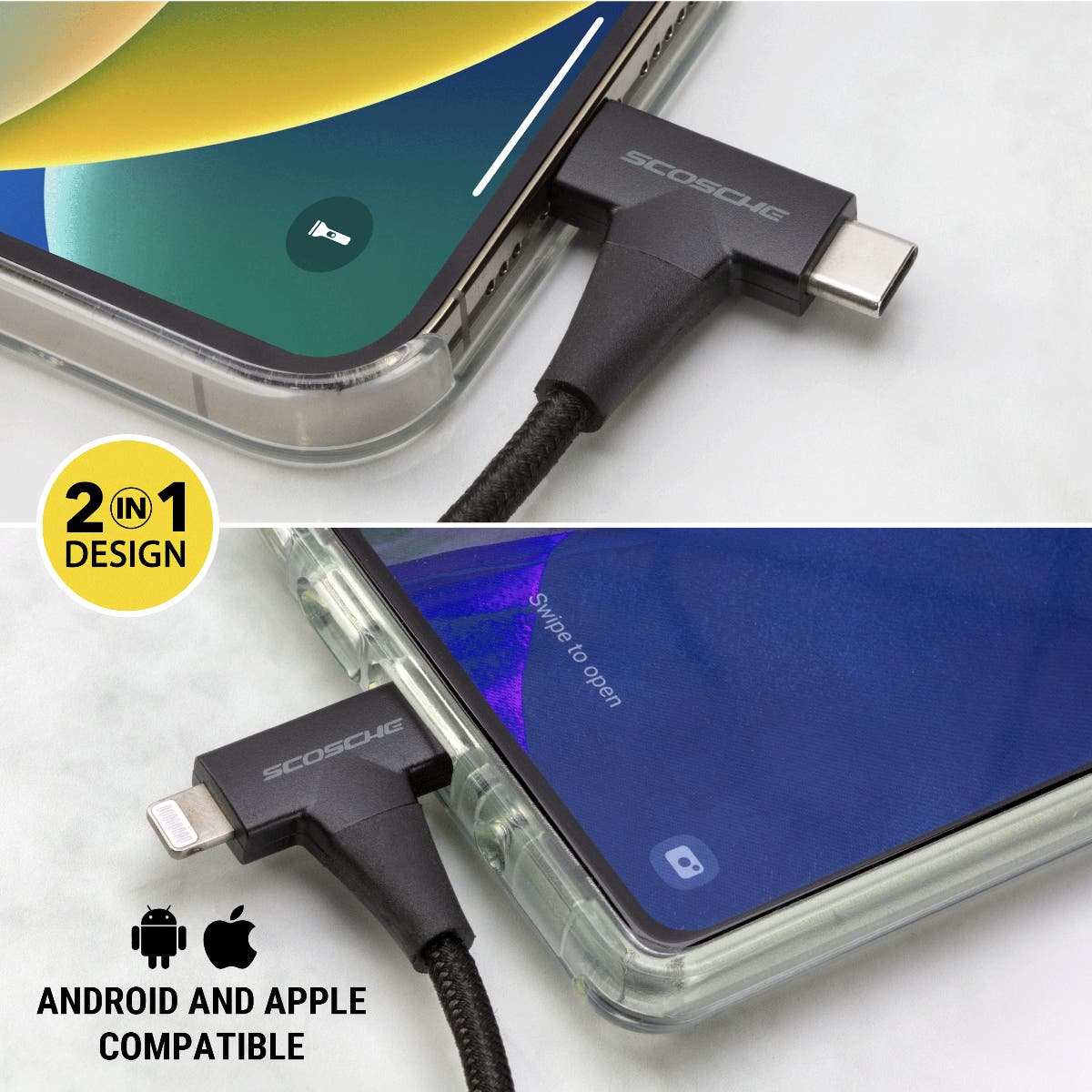 Scosche StrikeLine™ HH 2-in-1 USB-C to C®/Lightning™ Cable 