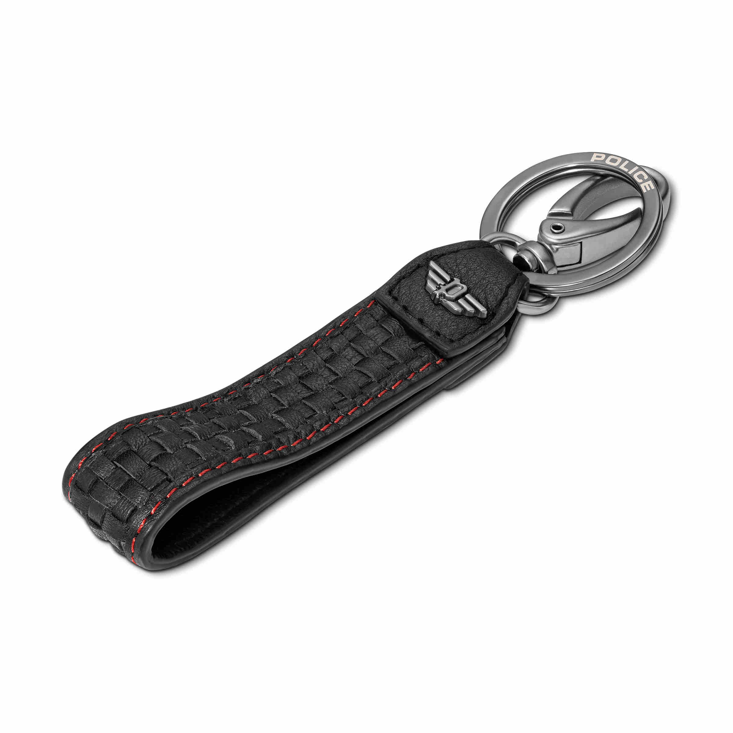 Police Cleste Mens Leather Keyring W/ Braids