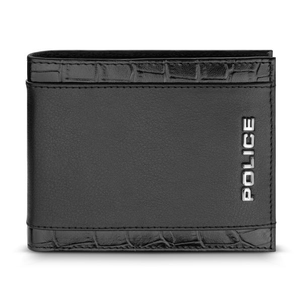 Police Avon Mens leather Wallet w/ Croc Trim Leather 11x9 cm
