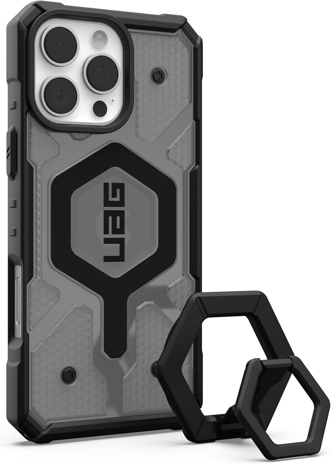 UAG iPhone 16 Pro Max Magsafe Pathfinder Clear Case - Ash / Black Stand