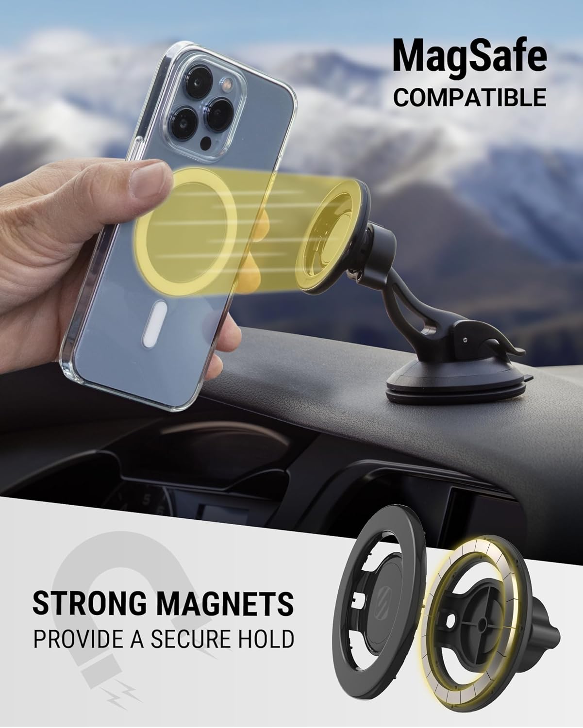 Scosche MAGICMOUNT™ SELECT Magsafe WINDOW/DASH MOUNT Magnetic Mount for Mobile & MagSafe Devices