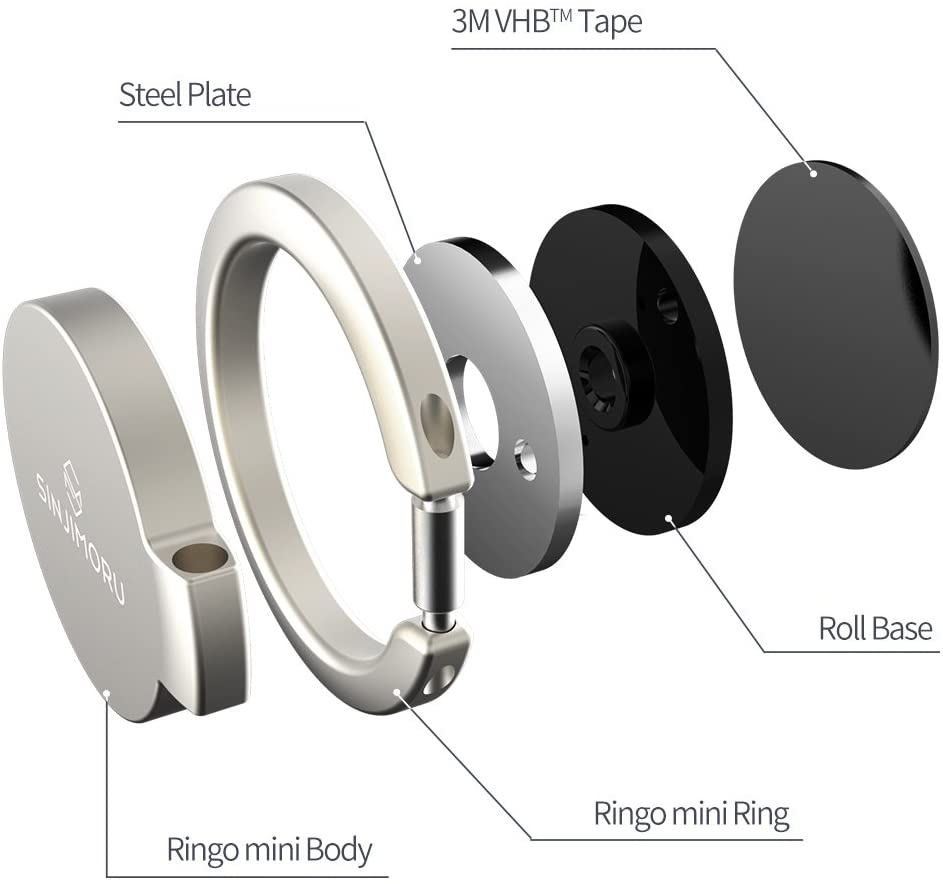 Sinjimoru Ringo Mini Phone Ring Holder & Finger Ring Stand 360 Rotation - (Online Packaging)