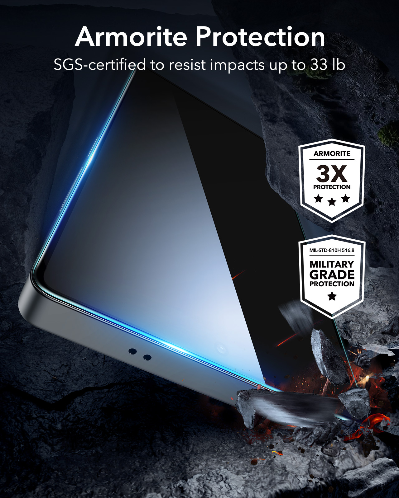 ESR S25 Ultra Privacy Tempered Glass - Black, 1 pack
