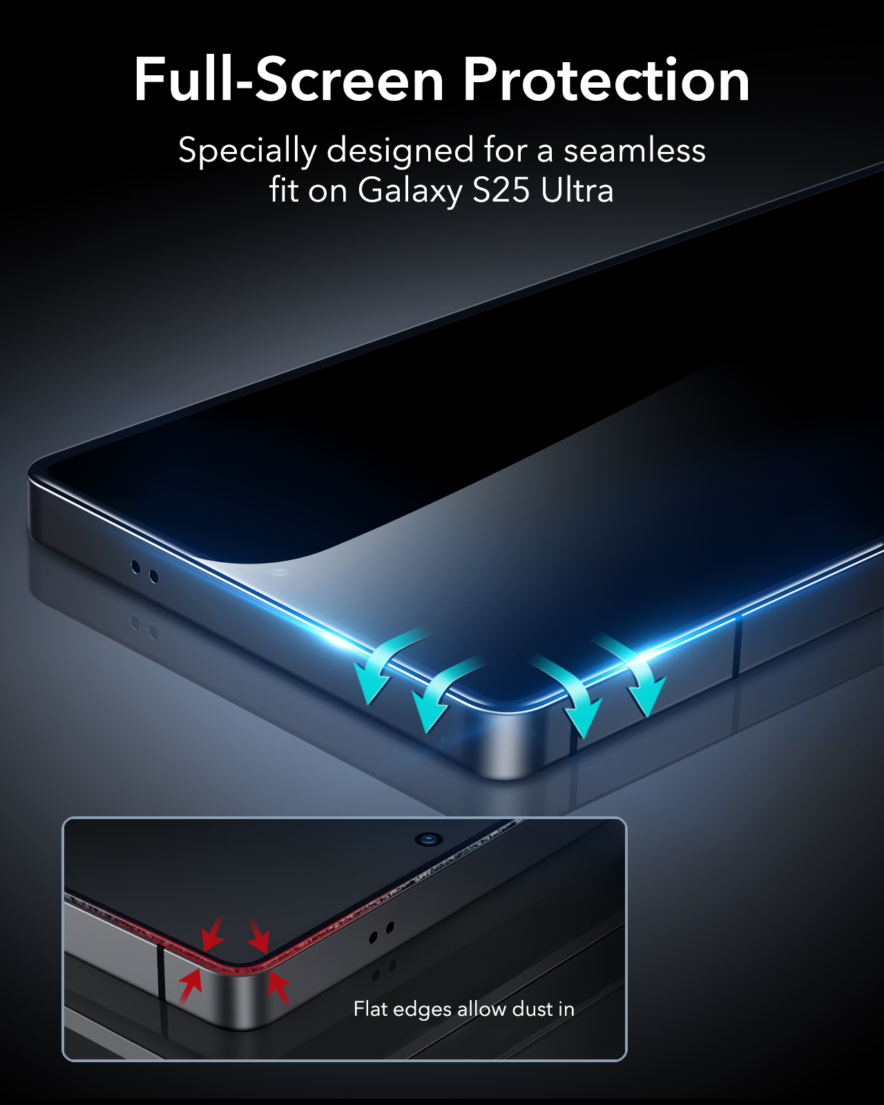 ESR S25 Ultra Tempered Glass - Clear, 2 packs