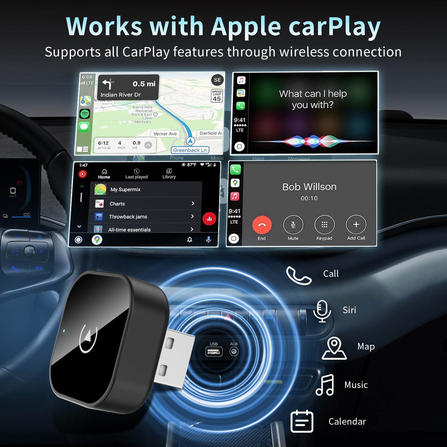 2 in 1 Wired To Wireless CarPlay 