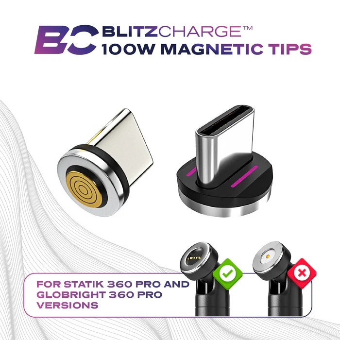 Statik Magnetic Tips for Magnetic Charge Cables, 3-Pack (1x Lightning, 1x USB-C, 1x Micro-USB)