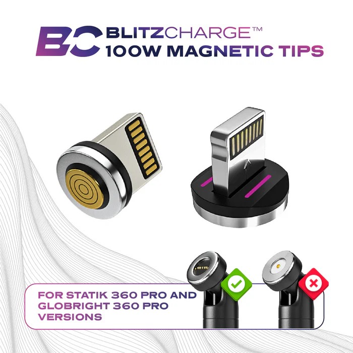 Statik Magnetic Tips for Magnetic Charge Cables, 3-Pack (1x Lightning, 1x USB-C, 1x Micro-USB)