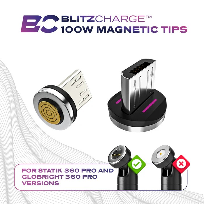 Statik Magnetic Tips for Magnetic Charge Cables, 3-Pack (1x Lightning, 1x USB-C, 1x Micro-USB)