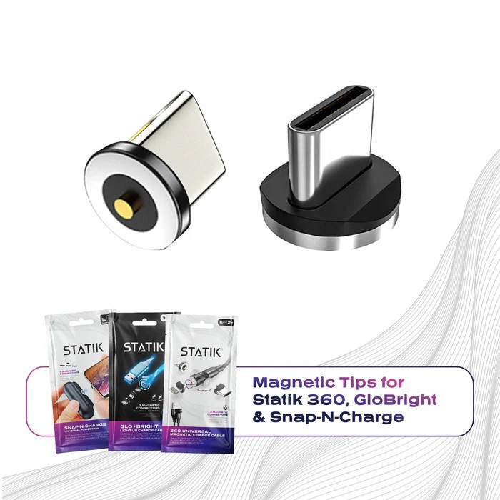 Statik Magnetic Tips for Magnetic Charge Cables, 3-Pack (3x USB-C)