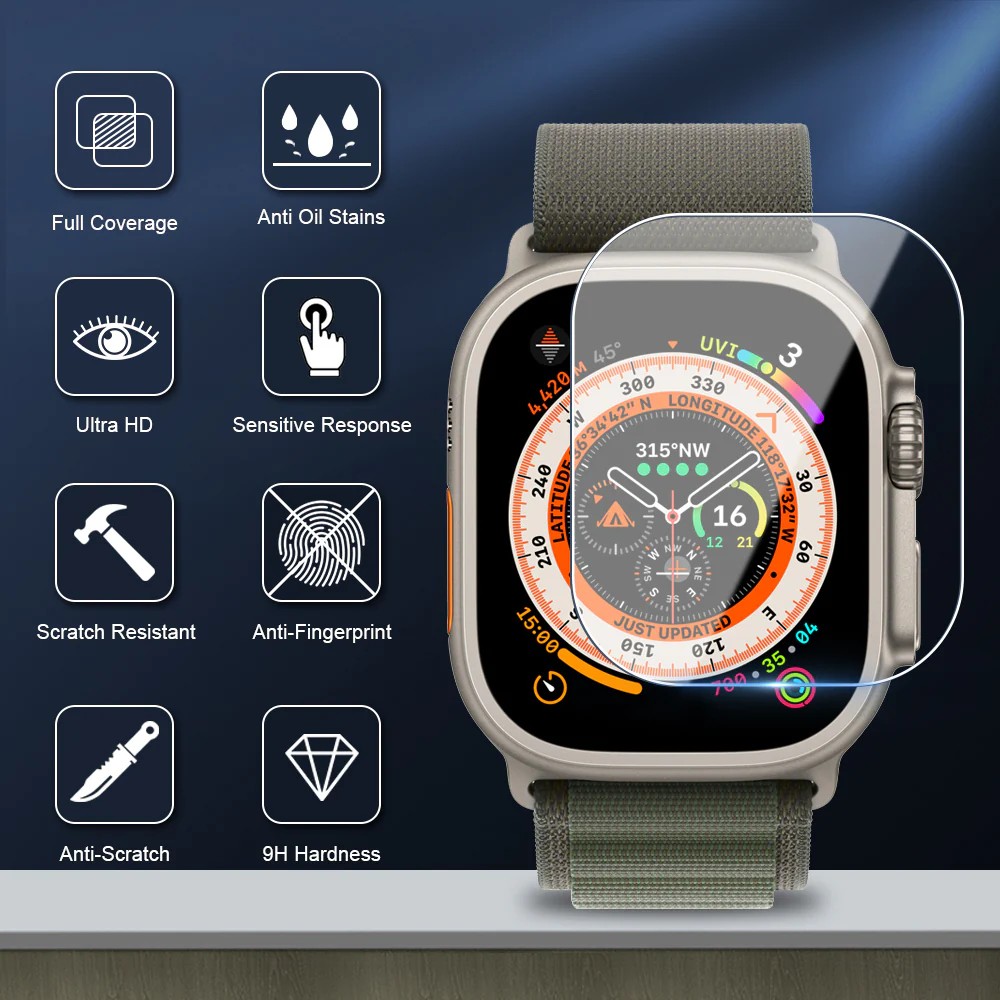 LZEL Zentrix Shield Titanium Edge Screen Protector For 49mm Watch Transparent